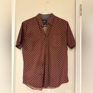 Vintage American eagle Men's Maroon Polka Dot Shirt size m